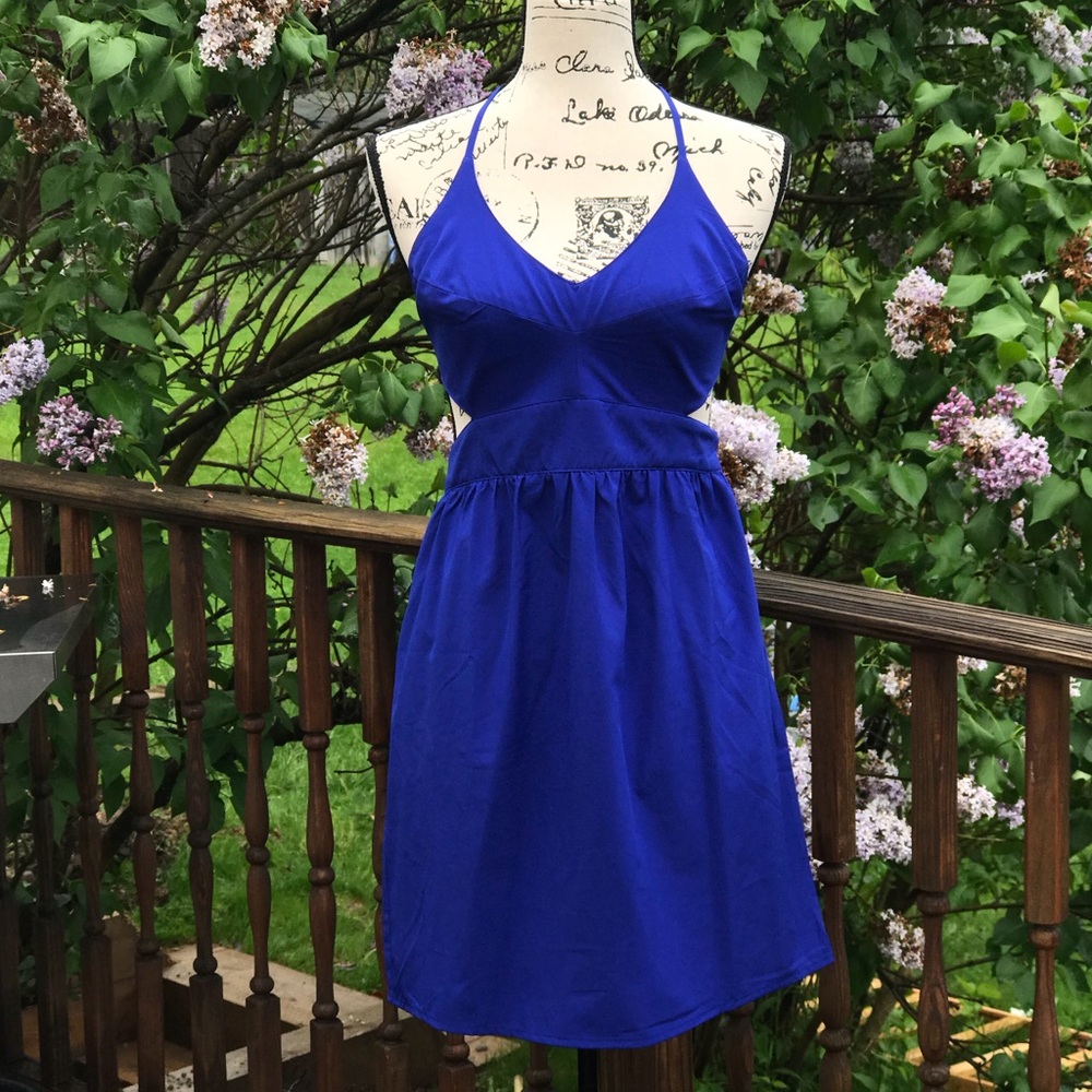 YA Blue Halter Dress (L-Juniors - M- Womens)